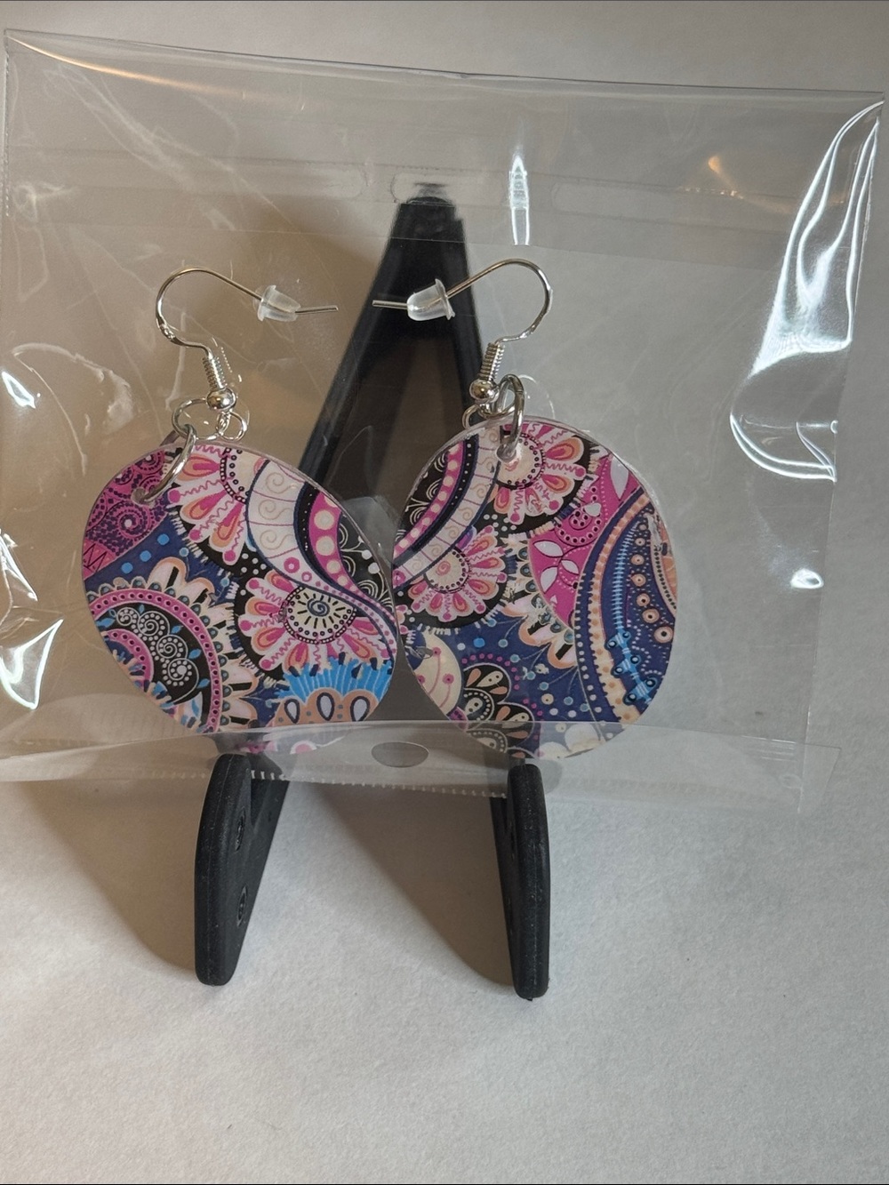 Pink Paisley Round Drop Earrings for Women